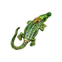 Crocodiles Shaped Jewelry Box With Secure Lock Portable Storage for Earrings Necklaces Rings Alloy Craftsmanship žalia