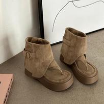 Niche design sense thick-soled herringbone trousers boots sandals women's 2025 summer new fashion versatile casual toe cool boots 35 chaki