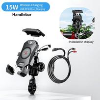 12V daugiafunkcinis motociklo vairo telefono laikiklis, belaidis įkroviklis, lopšio laikiklis 4,0-7,0  mobiliesiems telefonams CHINA