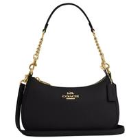 Coach Teri 24 Metalinis logotipas Užsegimas užtrauktuku Oda su raštu Crossbody Tote krepšys Vidutinio dydžio Moteriški krepšiai Juodas CV934-IMBLK Basic Set (Bag+Dust Bag)