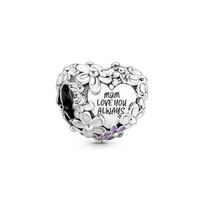 Pandora Motinos dienos Ramunėlės Širdelė 925 Sidabro Pakabukas Vyriškas Pakabukas 791155C01 Silver,F