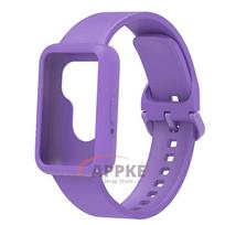 Dėklas+Apyrankė, skirta Samsung Galaxy fit 3 Apsauginis minkštas TPU dangtelis+Apyrankė, skirta Galaxy fit 3 Buferis Sportinė apyrankė Žiūrėjimo aksesuarai for Galaxy fit 3 violetinė