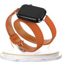 Dvigubas odinis dirželis Apple Watch ultra juostai 49mm 45mm 42mm 44mm Serija 8 7 6 Se 5 4 3 2 Iwatch 6 38mm 40mm Correa 41mm 38mm 40mm 41mm oranžinė