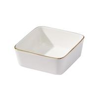 Japoniškas keramikinis užkandžių ir padažų indelis - Mažas kvadratinis karšto puodo pagardų dubenėlis restoranams Pure White - Square Dish