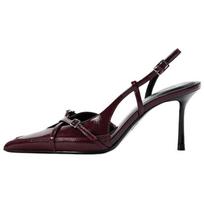 ZARA Lakuoti Slingback Stiletto Bateliai Bordo Spalvos Moteriški 13209410 38