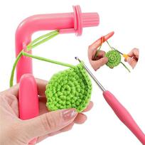 Pasidaryk pats amatas Crochetobe Nėrimo laikiklis Adatos Dygsniai Siūlai Mezgimas Siūlų įtempimo reguliatorius 3 viename Nėrimo kabliukų rinkinys rožinė