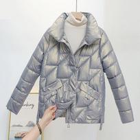 Žieminė striukė Parkas Moteriška blizgi pūkinė medvilninė striukė su gobtuvu Parka šilta moteriška medvilninė striukė laisvalaikio viršutiniai drabužiai XXXXL mėlyna