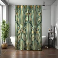 Vintažinė Art Deco dušo užuolaida - Elegantiškas poliesteris, Ryškus dizainas, Dizainerio vonios kambario dekoras W90XH180cm