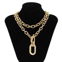 Exaggerate Big Double Layer Metal Chain Choker Necklace For Women Men Hip Hop Punk Anchor Chain Pendant Necklaces Jewelry auksas