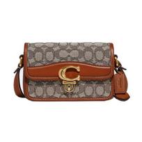 Coach Tan Signature Canvas Flap Crossbody Bag With Signature C Turnlock & Gold Hardware For Daily Use Basic Set (Bag+Dust Bag)