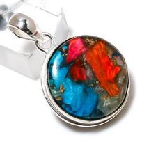 Natural Spiny Oyster Gemstone Handmade 925 Sterling Silver Pendant 1.42  ETC-3538