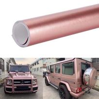 Matinis metalinis rožinis aukso spalvos vinilo apvyniojimas automobilinei plėvelei PVC lipdukai Lipdukai lakštai Telefono nešiojamojo kompiuterio lipdukas Nenuleidžiamas ore 20cm X 152cm