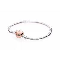 Pandora Moments Širdelės Sagties Apyrankė Moteriška apyrankė Sidabrinė Auksinė 580719 Box,19 white