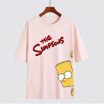 MINISO The Simpsons Family Cartoon Print Cotton T-shirts Summer Short Sleeve Tees Cool Harajuku Streetwear Casual Kids_Adult Top#Color(3) S juoda