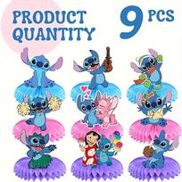 Dekoracijos Disney animacinio filmuko Lilo ir Stitch tematikos vakarėliui, taip pat stalo indų dekoracijos, tinkamos įvairioms šventėms 9pcs
