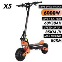 ES sandėlis X5 6000W Dvigubas variklis 60V 38Ah Elektrinis paspirtukas NFC Maksimalus greitis 85 km/h LCD ekranas 11 colių Off-Road padangos Sulankstomas 6000W-60V-38AH