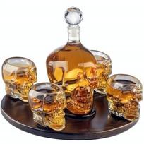 Rankomis pūsto stiklinio vyno grafino ir taurės krištolo kaukolės formos vyno rinkinys 350ml&4pcs cup skaidri