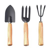 3 vnt. Mini medienos rankenos gėlių sodinimo kastuvas grėblys kastuvas sodo rankiniai įrankiai 3pcs