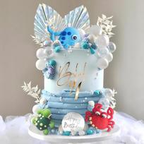 Whale Cake Toppers Crab Turtle Figurines Decorations Under the Sea Cake Topper  for Ocean Theme Party Supplies
