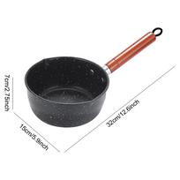 14CM Sauce Pan Cooking Pot with Pour Spout Milk Saucepan Wooden Handle Stick Proof Sauce Pan for Home Kitchen