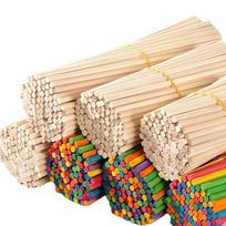 Originalios spalvos apvalūs mediniai pagaliukai „pasidaryk pats“ rankdarbiams ir modeliams - Kūrybiški ledų pagaliukai Round stick 8cm x 0.38cm, 50 pcs beige