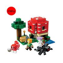 (Grybo namelio rinkinys, 278 vnt.) Minecraft Grybo Namelio Rinkinys Statybinės Detalės Figūrėlės Modelio Detalės Žaislas 278Pcs raudona
