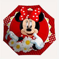 Disney Minnie Mouse,Polka Dots,Daisy Manual Opening and Closing Umbrella,8-Rib Reinforced Folding Design, Lightweight