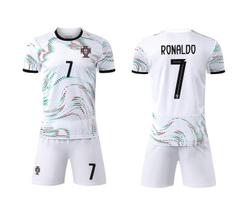 Portugalijos išvykos balti Nr.. 7 Ronaldo futbolo marškinėliai, dydžiai 14-3XL vaikams ir suaugusiems Size 18/110