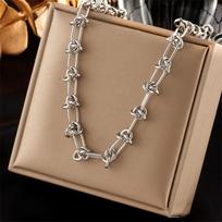 Vintage Gold Knot Link Chain Necklace, 18K Gold Plated Chunky Statement Necklace for Women, Punk Jewelry sidabras