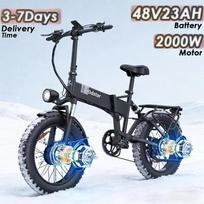 2026 m. populiarus H20 Pro 2000W sulankstomas elektrinis dviratis 48V23AH 20 colių storos padangos dvigubas variklis visureigis elektrinis dviratis. 2000W (dual motor) 48V 23AH juoda