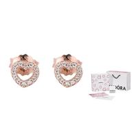Pandora Rose Širdelės Auskarai Moteriški Auskarai Rožinio Aukso Sidabro 280528CZ Box