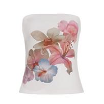 High-End Slim-Fit Floral Strapless Tank Top - French Romantic Style M balta