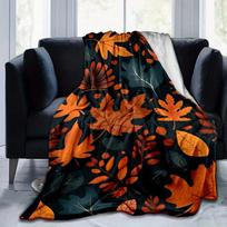1pc Fallen Leaves Printing Lightweight Flannel Blanket, Comfortable and Warm Blanket, for Camping Sofa Bed and Couch Office, Gift 100x150cm
