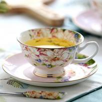 Euro Style Bone China puodelių ir lėkštučių rinkinys, keramikinis arbatos kavos puodelis namų virtuvei rožinė