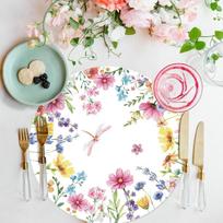 Dragonfly Wildflower Disposable Table Mats for Spring Weddings & Parties 33 cm
