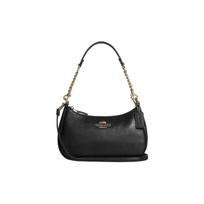 Coach Juodas Textured Odinis Teri Hobo Pečių Krepšys su Auksinės Grandinėlės & Metalinėmis Detalėmis Kasdieniam Naudojimui Basic Set (Bag+Dust Bag)