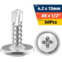 #8 M4.2 Quick Tapping Self-Tapping Screws - 410 Stainless Steel High-Strength Truss Head, for Sheet Metal 50 pieces