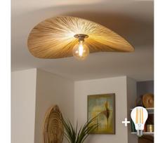 Brilagi - LED lubinis šviestuvas CERIA BOHO 1xE27/40W/230V Ø 80 cm rafija/ąžuolas