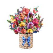 Paper Flower Bouquet Card 3D Pop Up Greeting Card Anniversary Thanksgiving Valentines Day Birthday Gift Thank You Handmade Cards