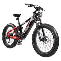CYRUSHER Ranger 2.0 Elektrinis kalnų dviratis, 52V 20Ah LG baterija, Pilna pakaba, Shimano 9 pavarų raudona