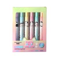 6-Color Double-Ended Cat Paw Fluorescent Marker for Kids