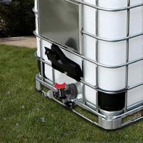 1000 litrų IBC vandens bakas su S60x6 adapterio vožtuvu ir 3/4  čiaupu, maistinis PE, nešiojamas didelis lauko vandens laikymo konteineris