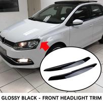 2 vnt. Automobilio priekinių žibintų antakių lipduko dangtelio apdaila Volkswagen VW POLO MK5 2011 - 2018 Priedai juoda