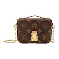 Louis Vuitton Micro Metis Klasikinis Monogramos Drobės Odinis Grandinėlės Rankinė Moteriška Peties Rankinė Ruda M81267 Basic Set (Bag+Dust Bag)
