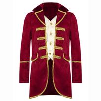 Vaikams Steampunk Gothic Uniforminis Paltas: Viktorietiško stiliaus 2 viename striukė su auksiniu apvadu, ilgomis rankovėmis, viduramžių kostiumui 5-6 Years raudona