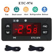 ETC-974 Dvigubo NTC jutiklio temperatūros reguliatorius šaldytuvo atitirpinimui, šildymui 220V