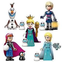 5 vnt./rinkinys „Frozen“ serijos miniatiūrinių figūrėlių konstravimo kaladėlių rinkinys, Elzos ir Annos mini veiksmo figūrėlės žaislai vaikams