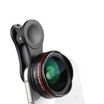 5K Ultra HD išmaniojo telefono fotoaparato objektyvas 18 mm 128 laipsnių plataus kampo 15X makro telefono objektyvas, neiškraipantis juoda