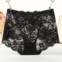 Moteriški apatiniai Sexy Lace Be Trace Hip High Liemens Moteriški trikampiai apatiniai medvilniniai kulkšnys Patogios kelnaitės didelio dydžio 3XL juoda