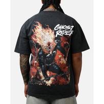 Marvel Ghost Rider Ugnis Vintažiniai Marškinėliai Trumpomis Rankovėmis Vyriški Grynos Medvilnės Animacinis Aukštos Gatvės Universalūs Madingi Prekės ženklas S black
